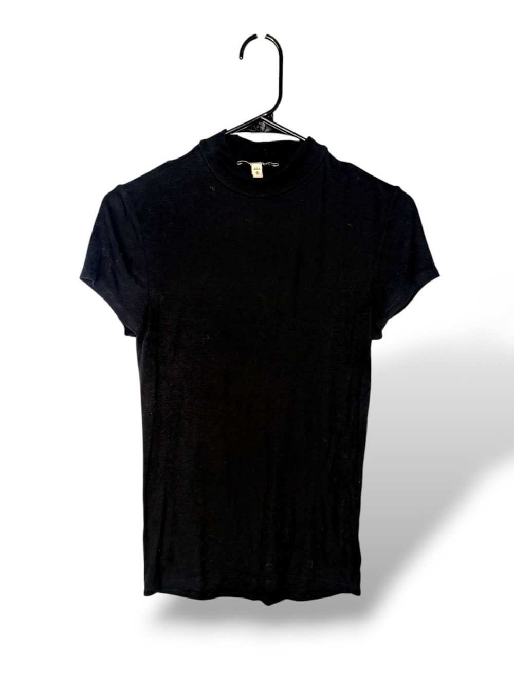 Express One Eleven Black Ribbed Mock Neck Top Medium